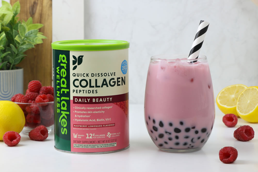 Sugar Free Raspberry Lemonade Boba Milk Tea